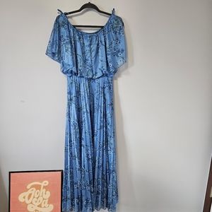 Vintage blue floral maxi dress